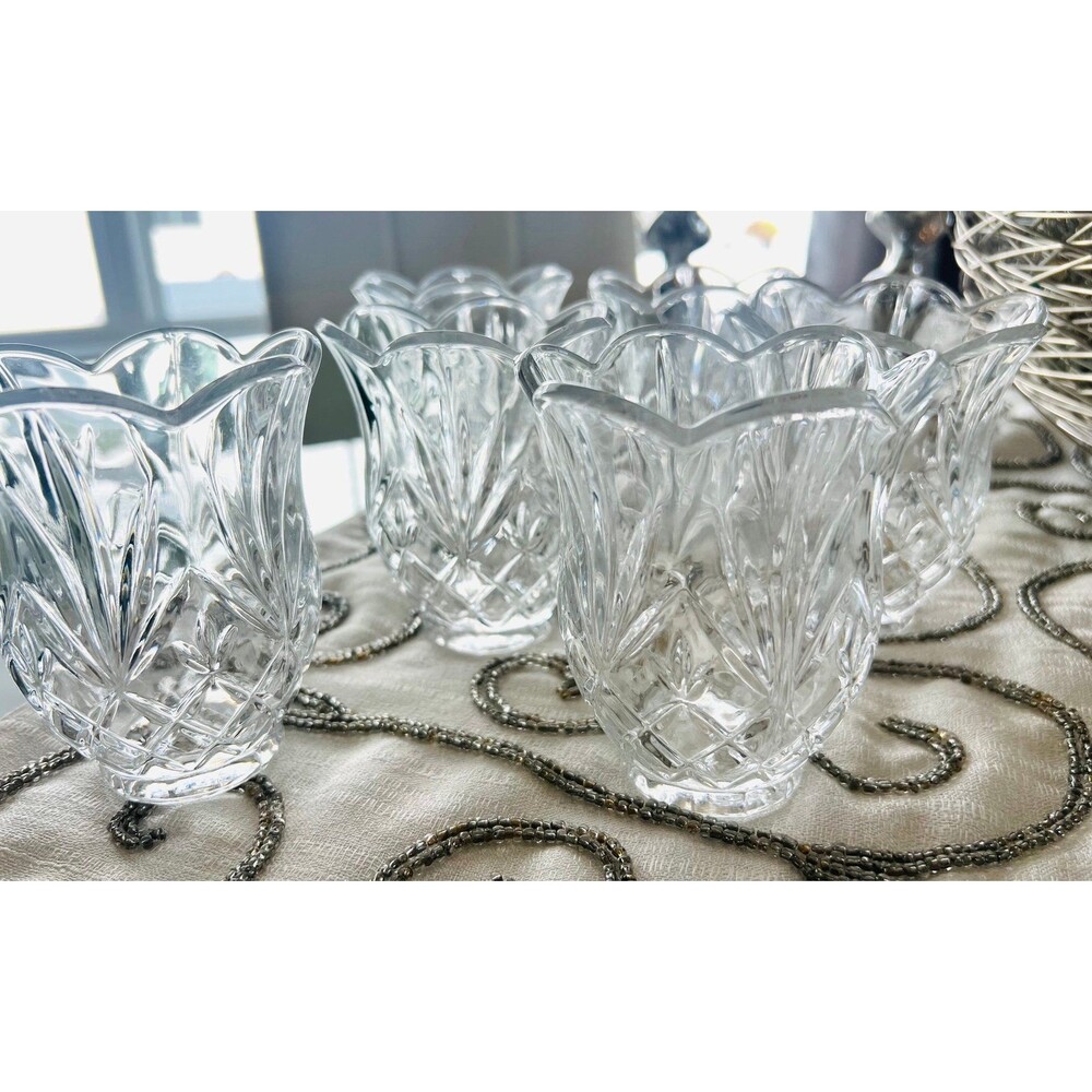 Small Pressed Glass Tulip Shaped Vase 4” Set Of 6